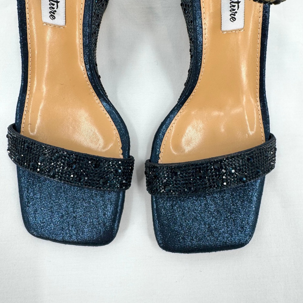 Black Beaded Ankle-Strap Wedge Sandals - Picture 6 of 16